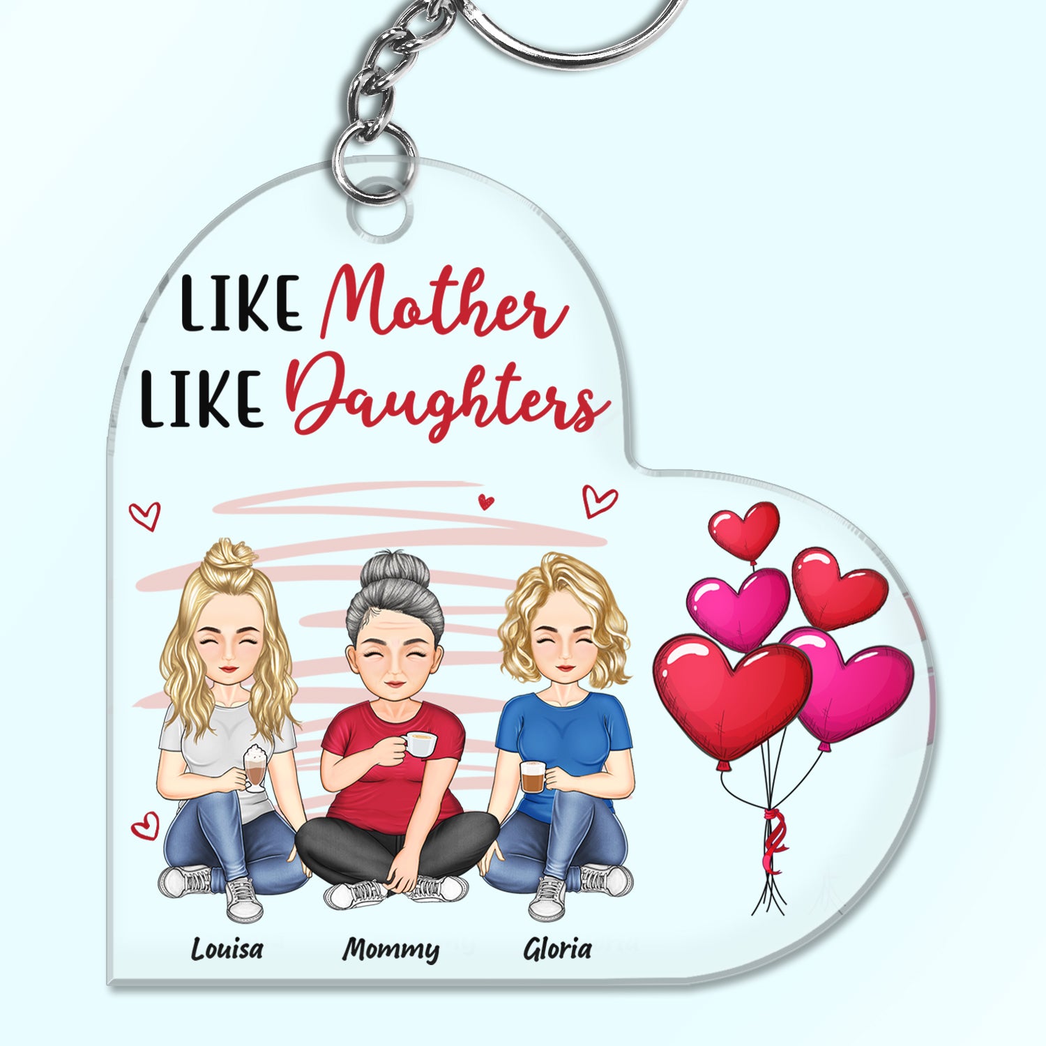 Like Mother Like Daughters - Birthday, Loving Gift For Mommy, Mother, Grandma, Grandmother - Personalized Custom Acrylic Keychain