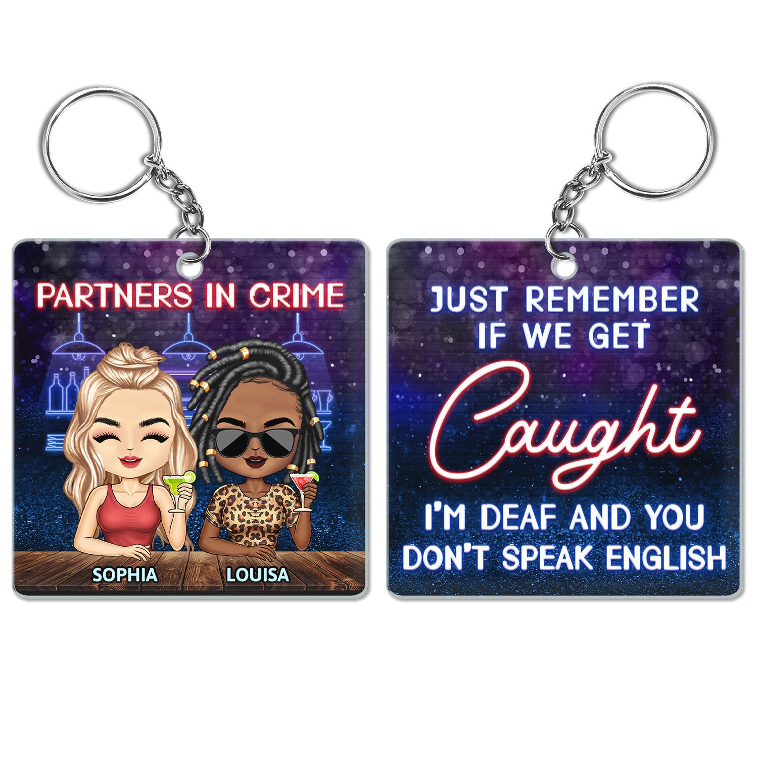 Partners In Crime Just Remember If We Get Caught Best Friends - Bestie BFF Gift - Personalized Custom Rectangle Acrylic Keychain