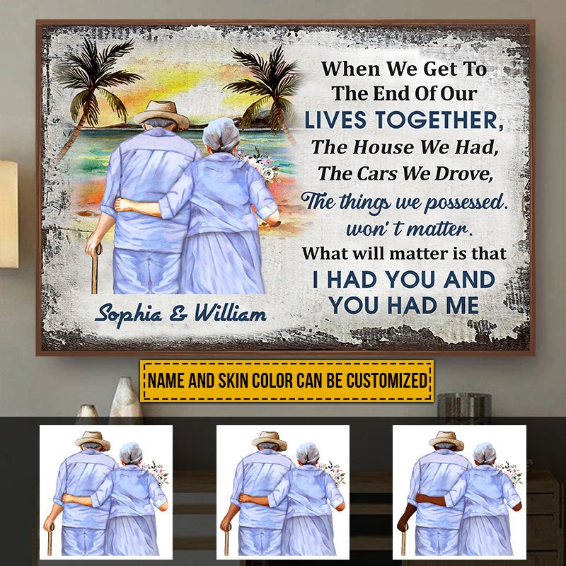 Beach Old Couple Husband Wife When We Get Skin Custom Poster, Anniversary Gift, Memorial Gift, Sympathy, Wall Pictures, Wall Art, Wall Decor, Grandparents Day Gifts