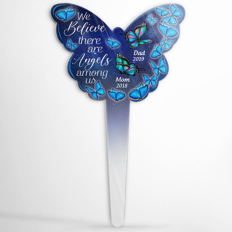 Butterfly Memorial There Are Angles Among Us - Memorial Gift - Personalized Custom Butterfly Acrylic Plaque Stake