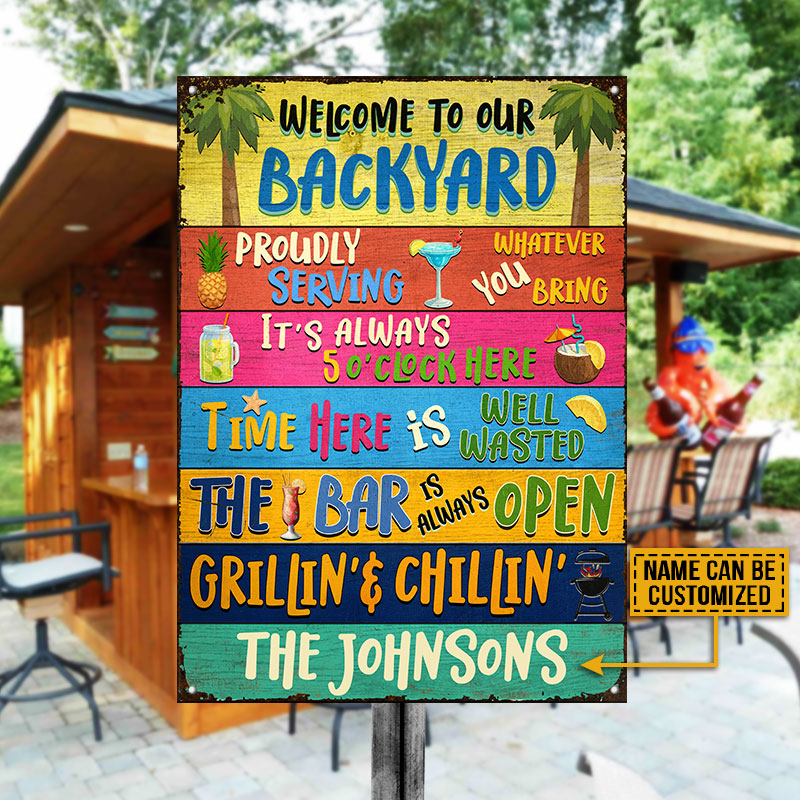 Backyard Bar Grilling Welcome To Custom Classic Metal Signs