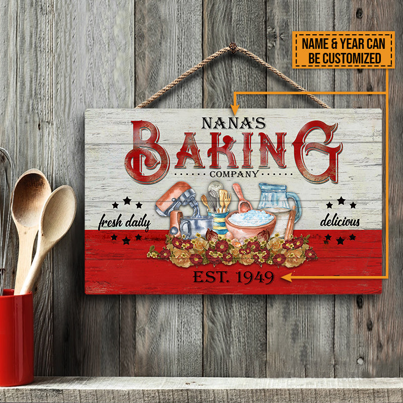 Baking Fresh Daily Delicious Custom Wood Rectangle Sign
