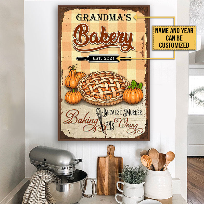 Baking Pumpkin Pie Bakery Fall Autumn Because Murder Wrong Custom Poster