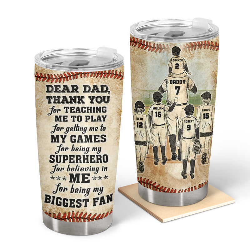 Baseball Dad And Child Thank You - Gift For Dad, Grandpa - Personalized Custom Tumbler