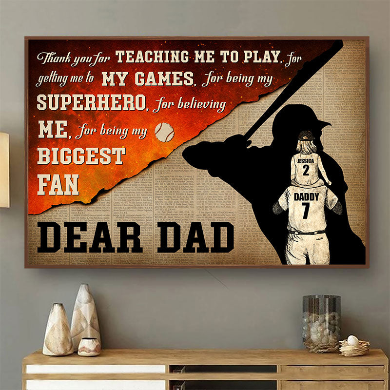  Baseball Dad Poster, To My Dad Poster, Thank You Dad Poster, Fathers  Day Poster Motivation Quotes Wall Art Home Decor : לבית ולמטבח