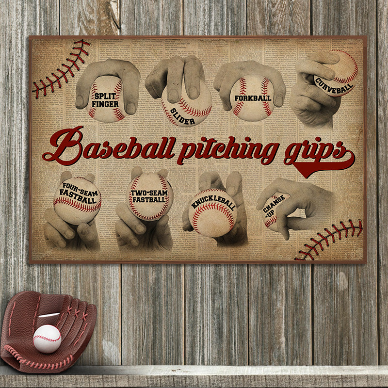 Baseball Pitching Grips Custom Poster