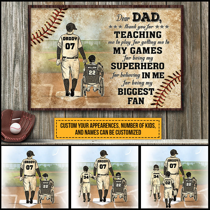 Baseball Dad And Wheelchair Child Thank You Dad Custom Poster