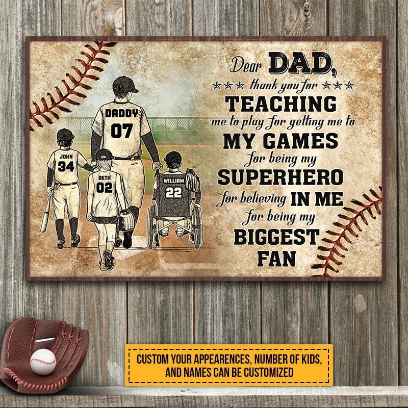 Personalized Baseball Dad And Child Thank You Dad Custom Quotes Custom -  Wander Prints™