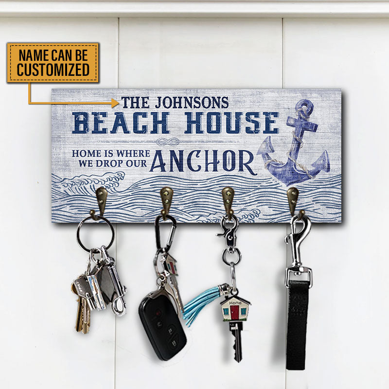 Beach House Anchor Drop Our Anchor Personalized Custom Wood Key Holder