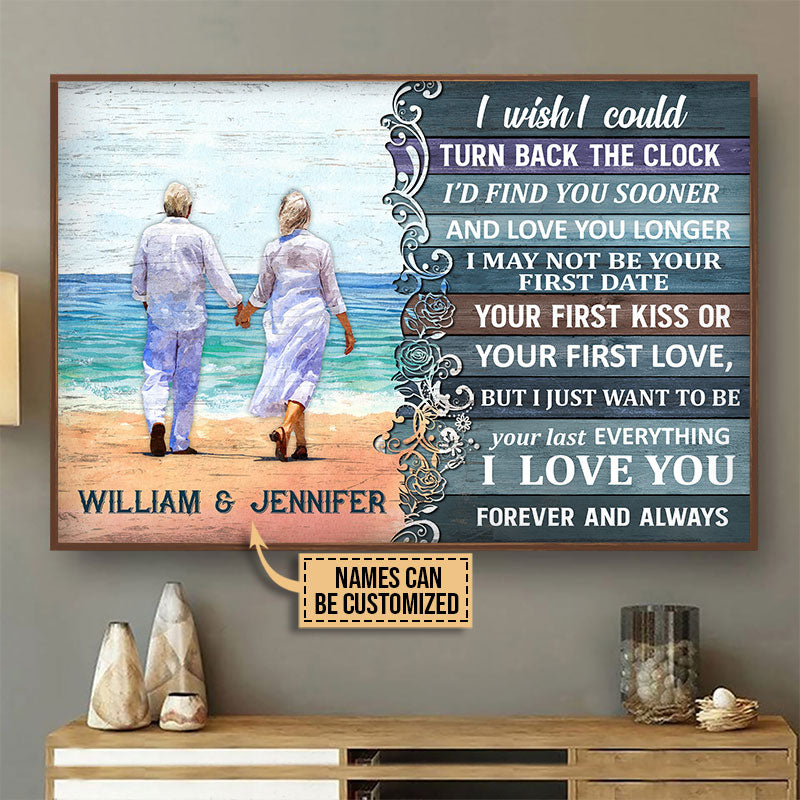 Beach Old Couple Turn Back The Clock, Couple Gift, Home Decor, Custom Poster