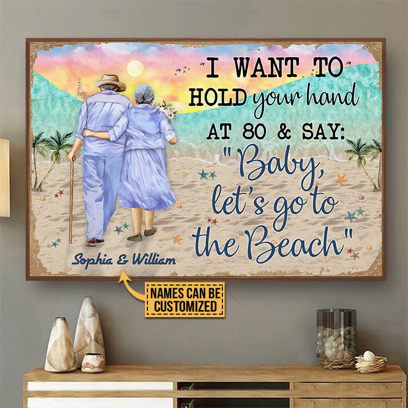 Beach Vibe Old Couple Hold Your Hand Custom Poster