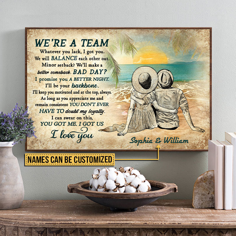Beach Couple Dressed We Are A Team Custom Poster