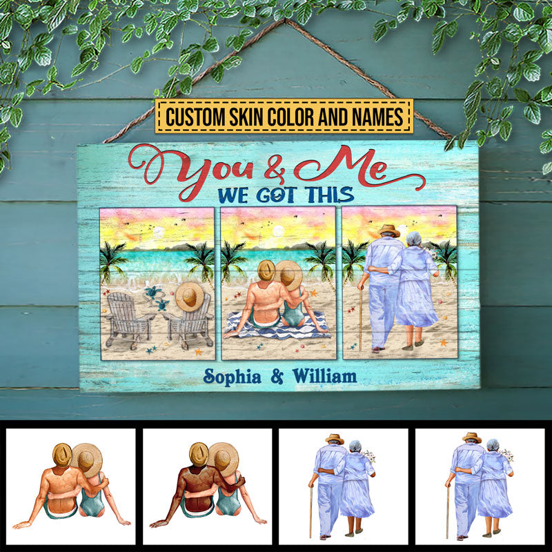 Beach Couple You And Me We Got This Custom Wood Rectangle Sign