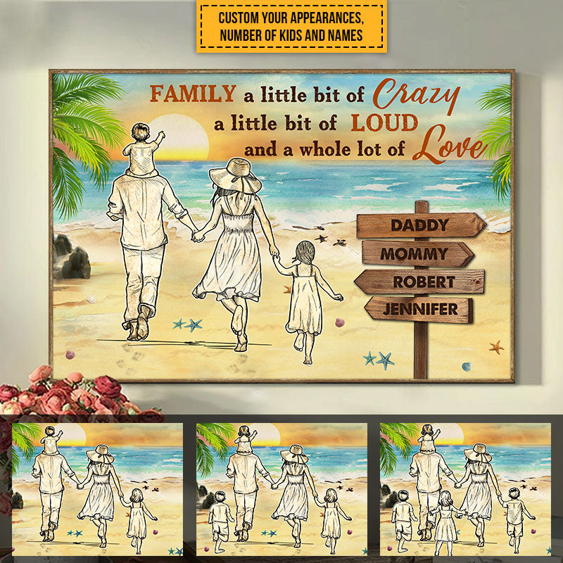 Beach Family A Little Bit Of Crazy Custom Poster, Personalized Poster, Family Gift