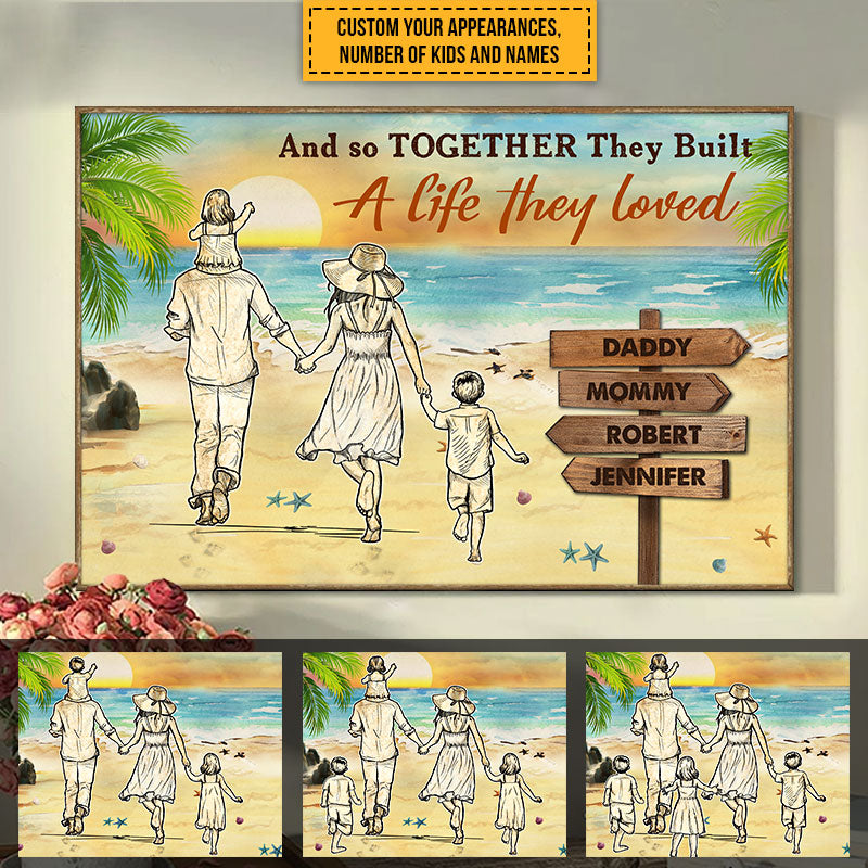 Beach Family They Built a Life They Loved Custom Poster, Personalized Poster, Family Gift