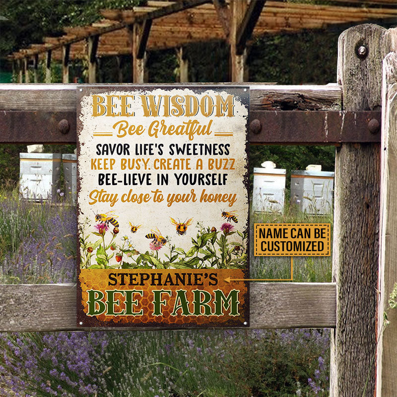 Bee Farm Garden Bee Wisdom Custom Classic Metal Signs