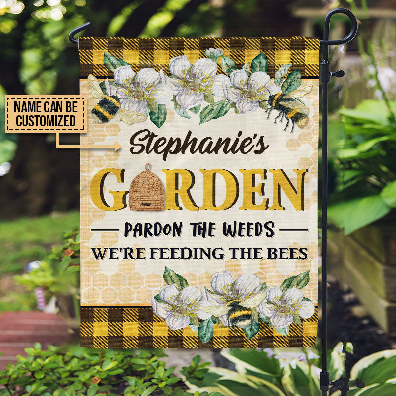 Bee Garden Pardon The Weeds, Bee Lover, Garden Decor, Custom Flag