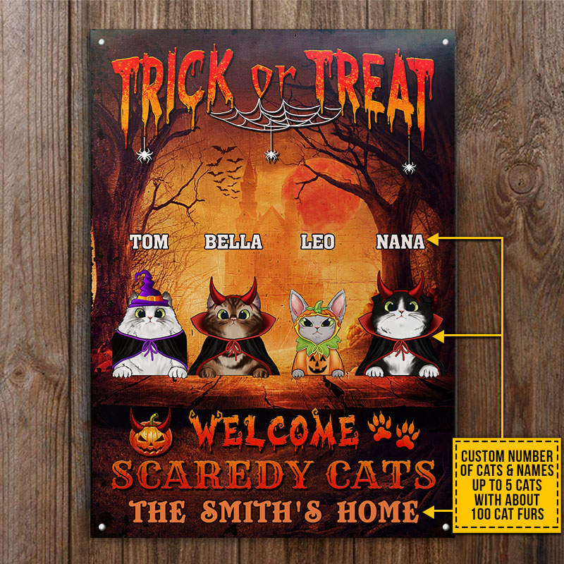  Personalized Cat Halloween Metal Wall Art With Lights