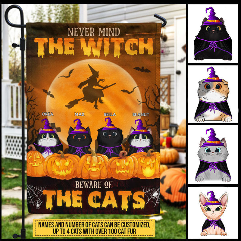 Cat Halloween Beware Of The Cat Custom Flag, Halloween Yard Decoration, Cat Lover Gift, Halloween Decorating Idea