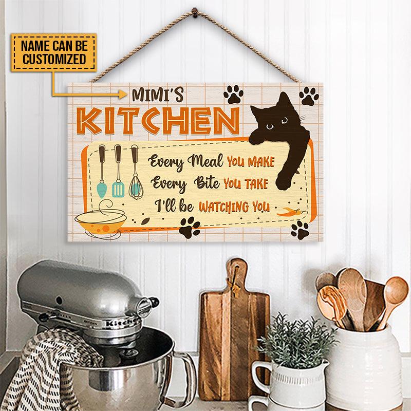Cat Lovers Watching You Custom Wood Rectangle Sign, Cat Funny Sign, Kitchen Decor, Gift For Cat Lovers