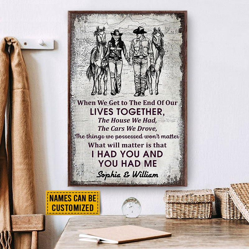 Cowboy Couple When We Get Sketch Custom Poster, Personalized Horse Couple Wall Art, Couple Gift