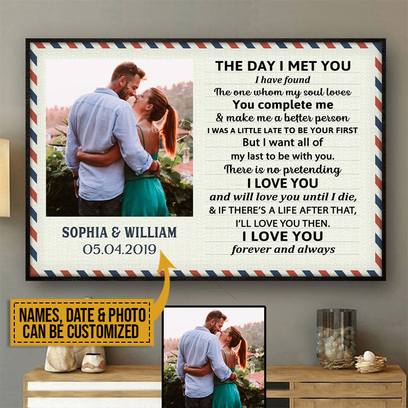 Custom Photo Couple Husband Wife The Day I Met You Postcard Photo Gift Custom Poster, Wall Pictures, Wall Art, Wall Decor