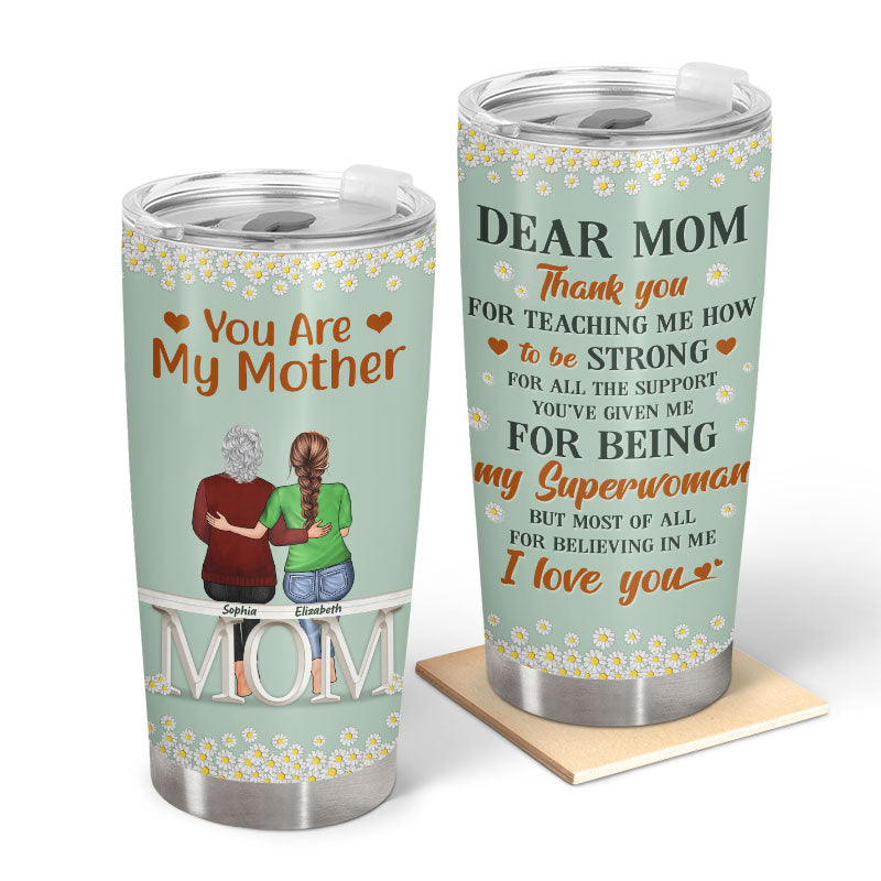 Dear Mom Thank You For Teaching Me How To Be Strong - Mother Gift - Personalized Custom Tumbler