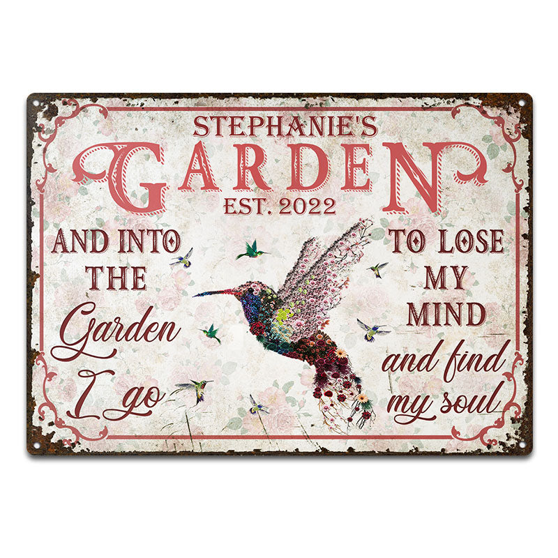 Pink Floral Art Where I Can Lose Myself Gardening - Outdoor Decor - Personalized Custom Classic Metal Signs