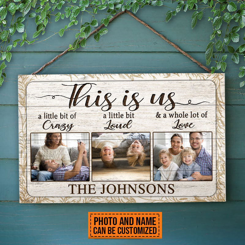 Custom Photo Family Couple Husband Wife This Is Us Photo Gift Custom Wood Rectangle Sign, Anniversary, Wall Pictures, Wall Art, Wall Decor