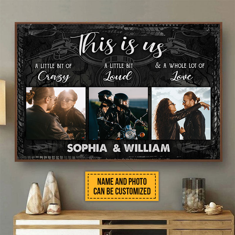 Custom Photo Motorcycling Couple Husband Wife This Is Us Photo Gift Custom Poster, Anniversary, Wall Pictures, Wall Art, Wall Decor