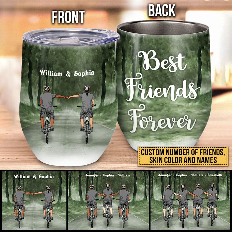 Cycling Bestie Best Friends Forever Custom Wine Tumbler, Bff Wine Tumbler, Gift For Friends