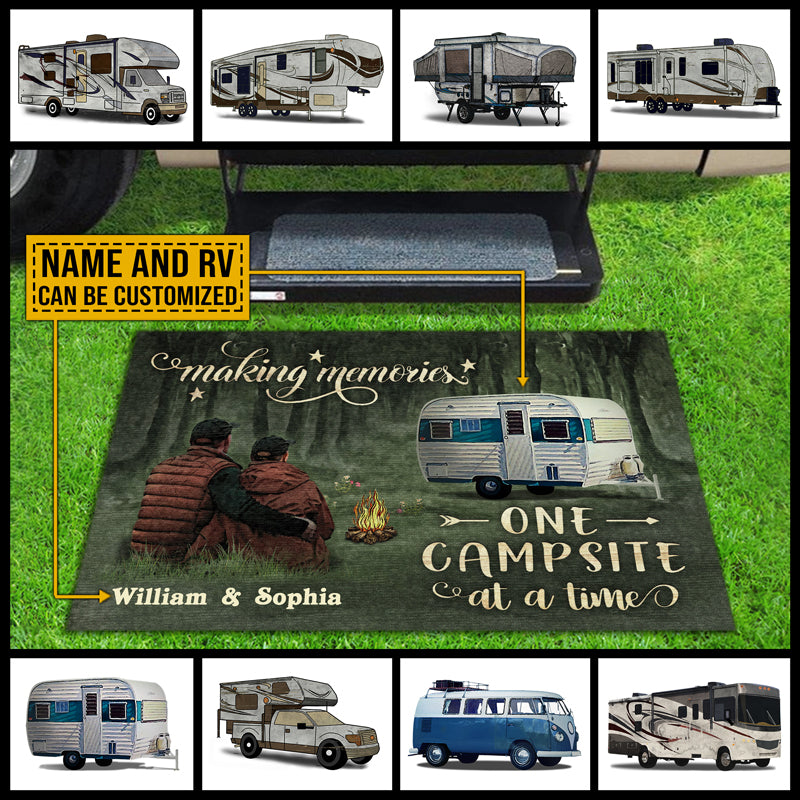 Camping Couple Making Memories One Campsite At A Time Custom Doormat