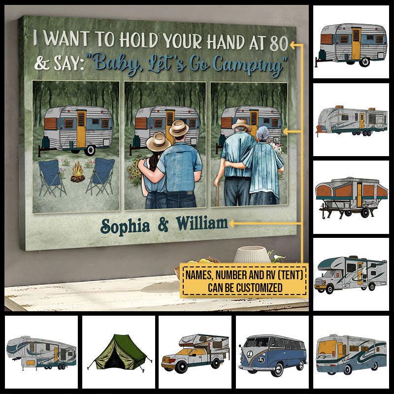Camping Couple Let's Go Camping Custom Canvas