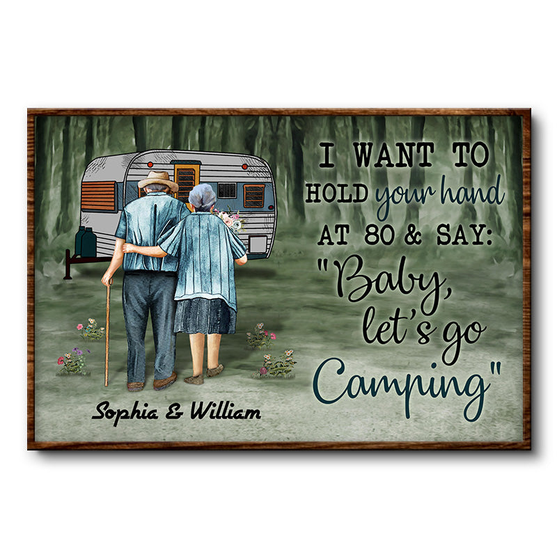 Camping Old Couple Forest Let's Go Camping Custom RVs - Personalized Custom Poster