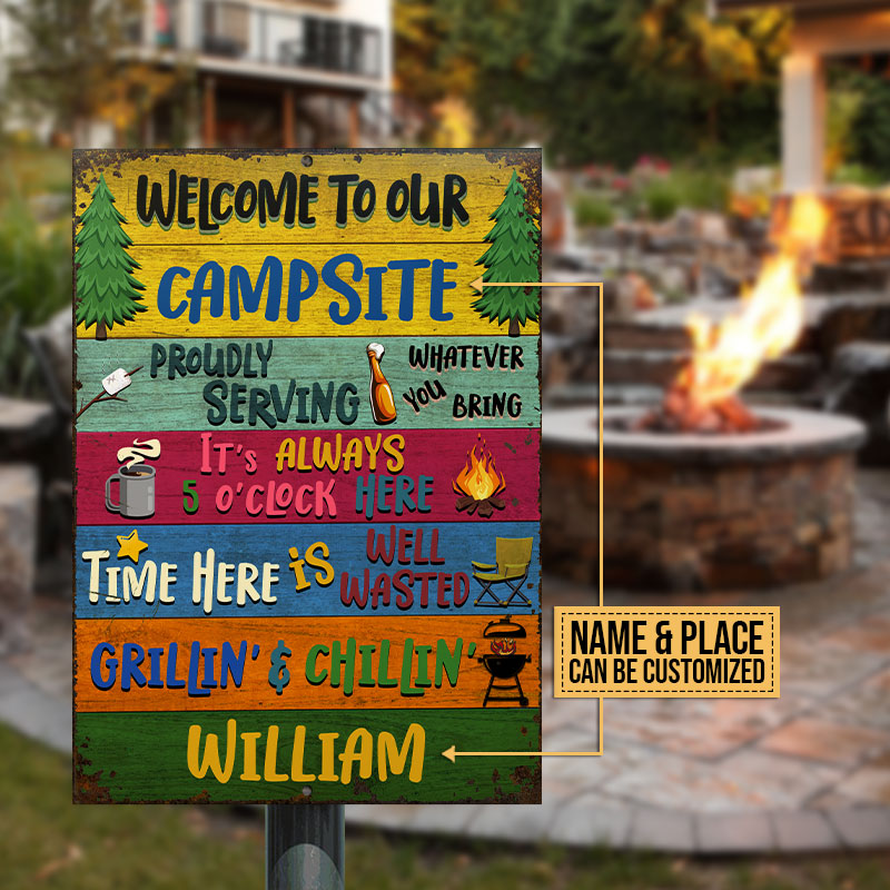 Camping Proudly Serving Custom Classic Metal Signs, Camping Decoration, Camping Gift