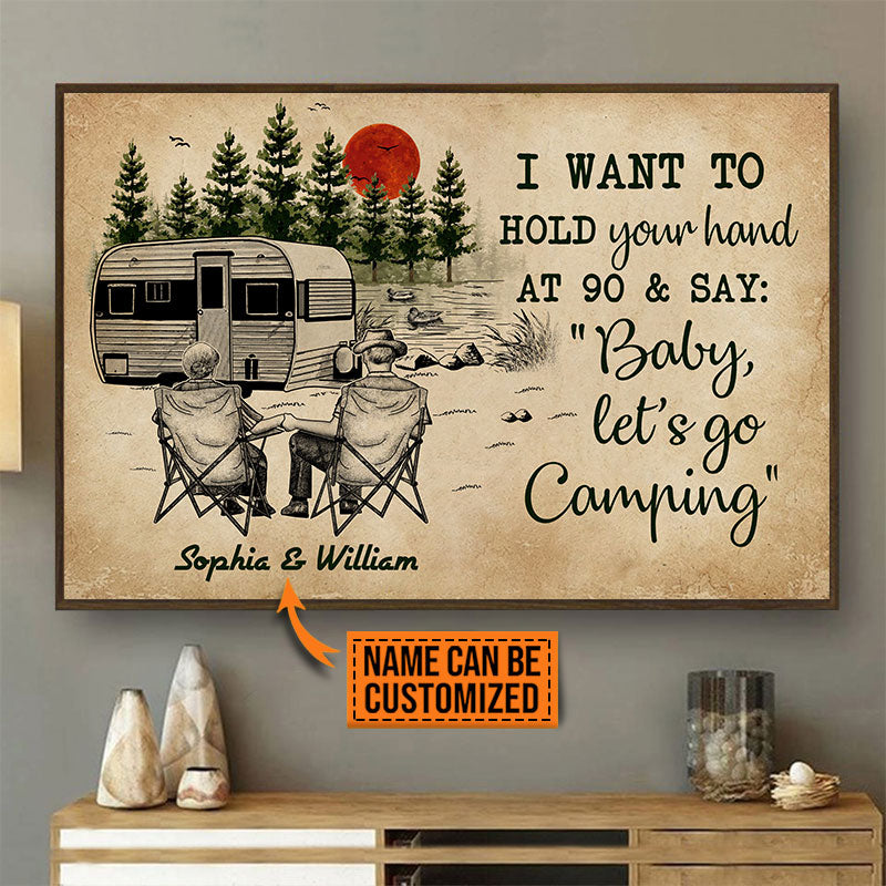 Camping Sketch Hold Your Hand Yellow Custom Poster