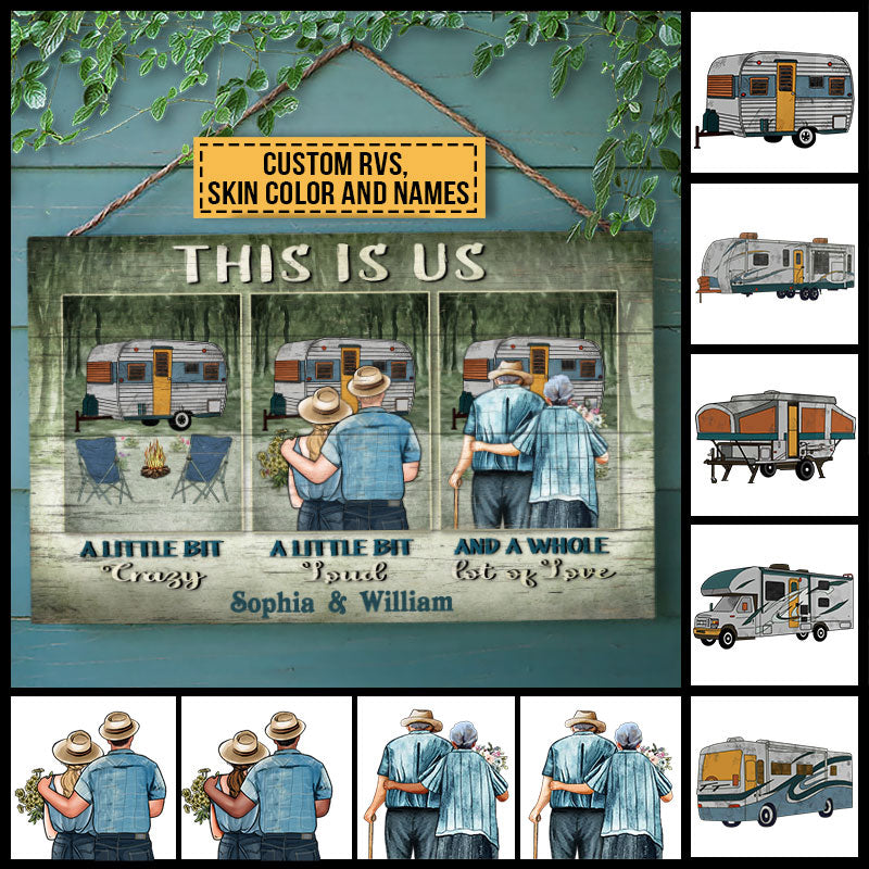 Camping Couple This Is Us Skin Custom Wood Rectangle Sign