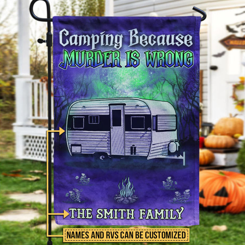 Camping Witch, Witchy Camper, RV Wizard, Halloween Because Murder Custom Flag