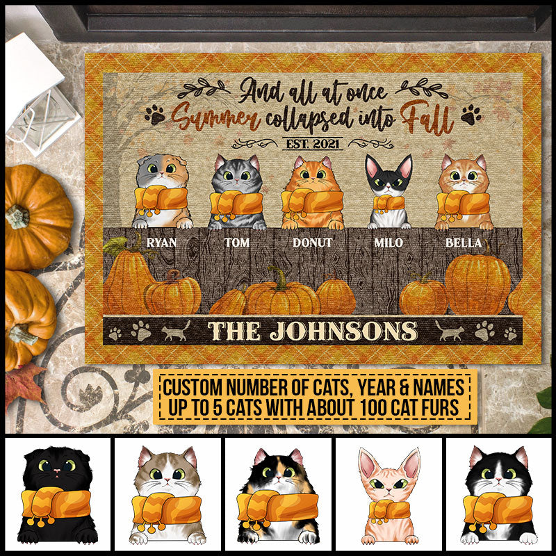 Cats Into Fall Custom Doormat, Fall Decor, Thanksgiving Gift