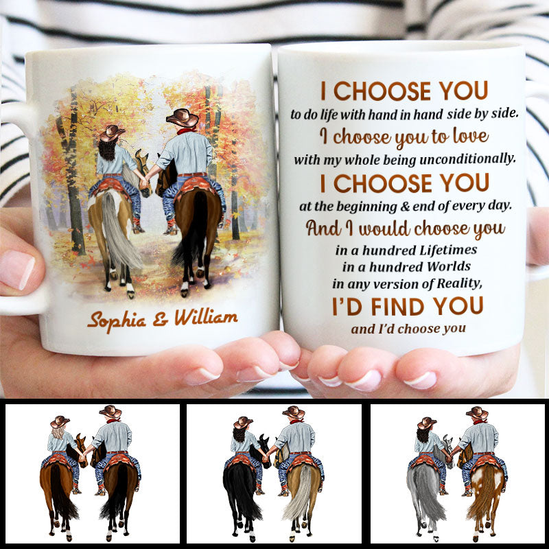 Cowboy Couple I Choose You Custom Mug, Personalized Horse Couple Mug, Couple Gift
