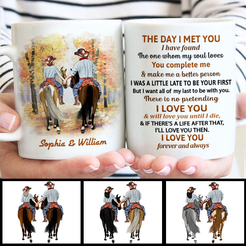 Cowboy Couple The Day I Met You Custom Mug, Personalized Horse Couple Mug, Couple Gift