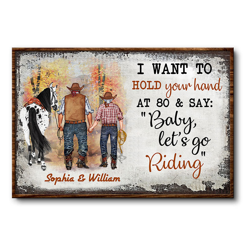 Cowboy Old Couple Hold Your Hand - Personalized Custom Poster