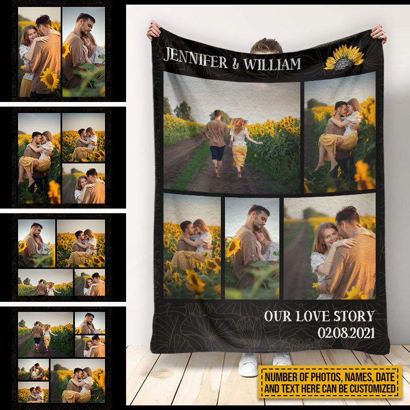 Custom Photo Frame Couple Our Love Story Custom Blanket, Couple Gift