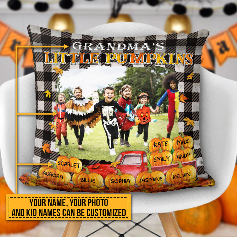 Custom Photo Grandmother Pumpkins, Fall, Autumn, Family Gift Custom Pillow