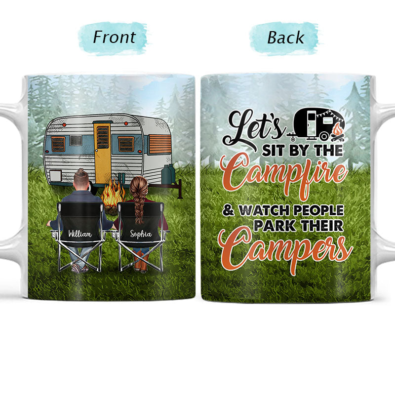 Let's Sit By The Campfire - Gift For Camping Lovers - Personalized Custom White Edge-to-Edge Mug