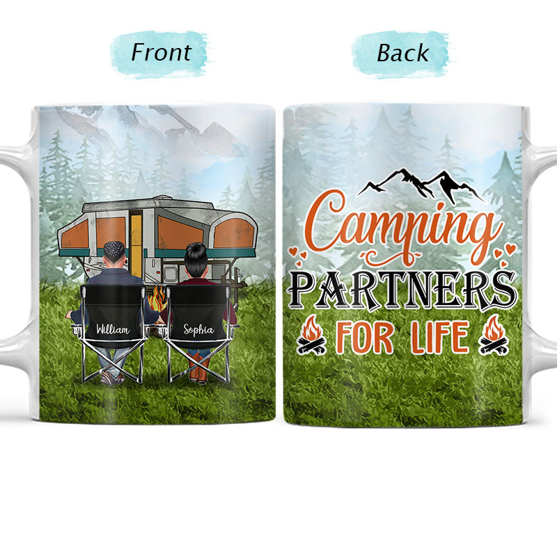 Camping Partner For Life - Gift For Camping Lovers - Personalized Custom White Edge-to-Edge Mug