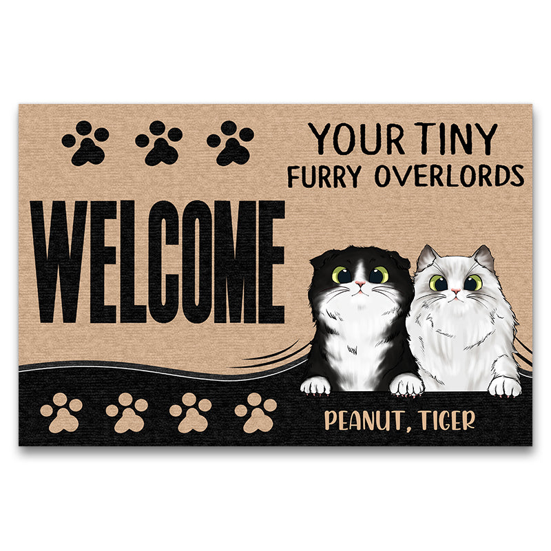 Your Tiny Furry Overlords - Gift For Cat Lovers - Personalized Custom Doormat