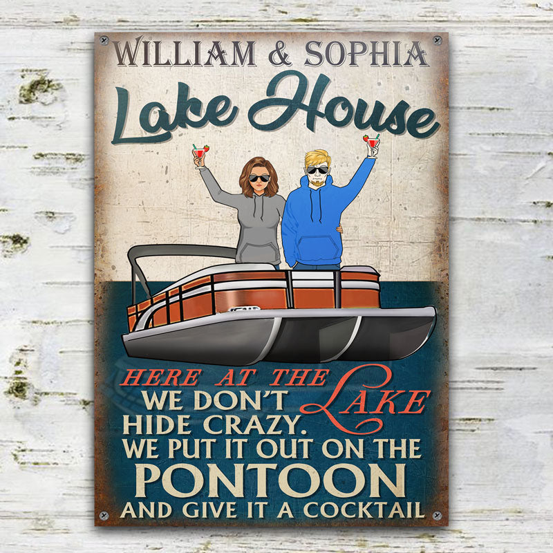 Personalized Pontoon Boat Couple Poster, Lake House Pontoon Boat Poster