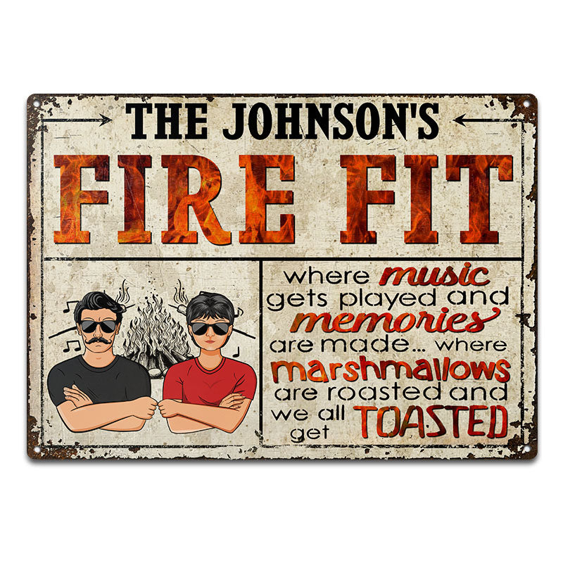 Married Couple Fire Pit Where Music Gets Played - Personalized Custom Classic Metal Signs