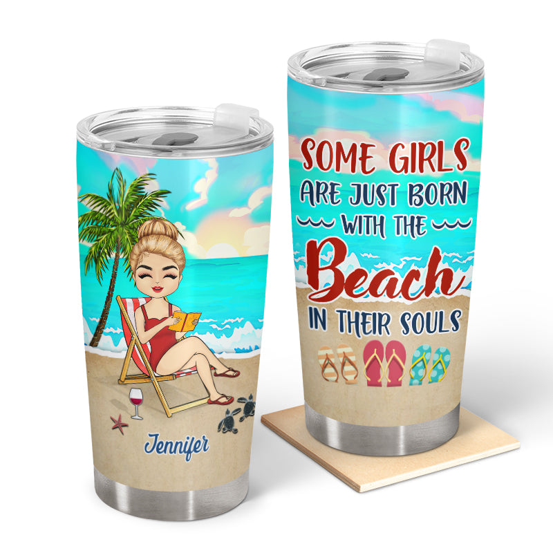 Tanned And Tipsy Personalized Beach Girl Tumbler Cup, Gift For